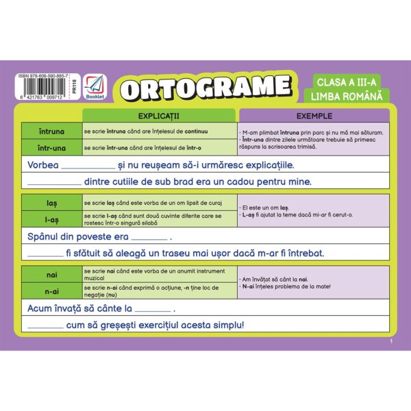 Pliant Ortograme - clasa a III-a