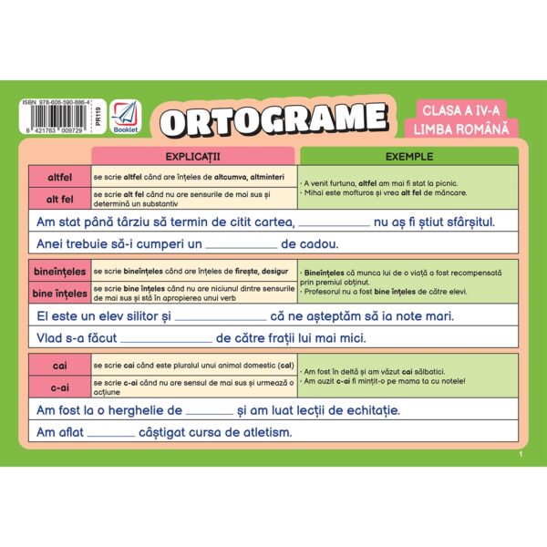 Pliant Ortograme - clasa a IV-a